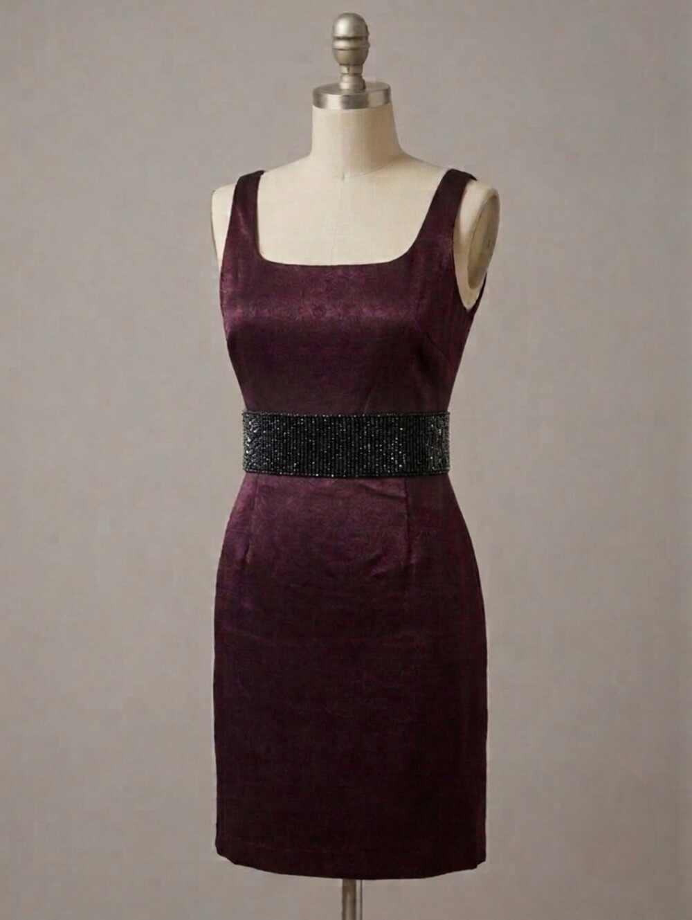 Vintage ALGO Beaded Midi Dress Women 90s Sleeveless Shimmering Cocktail Dress 10